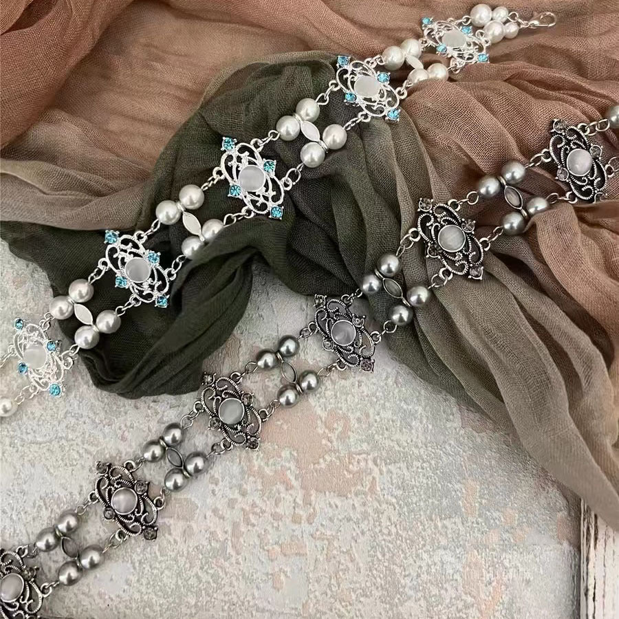قلادة لؤلؤ كريستالية رائعة وجميلة من Y2k
