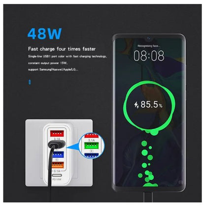شاحن USB بأربعة منافذ
