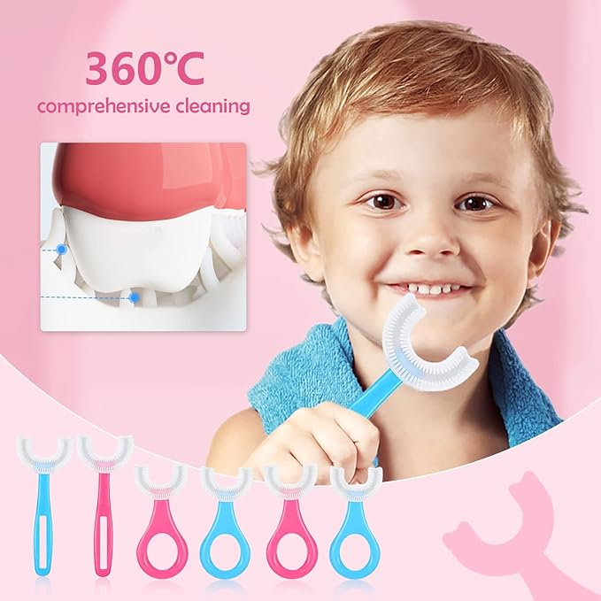 فرشاة أسنان للأطفال على شكل حرف U (6 قطع)