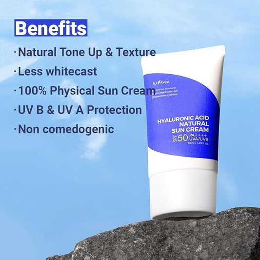 واقي شمس طبيعي بحمض الهيالورونيك (SPF 50)